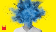 Brainstorm. Teenage boy with blue exploding head